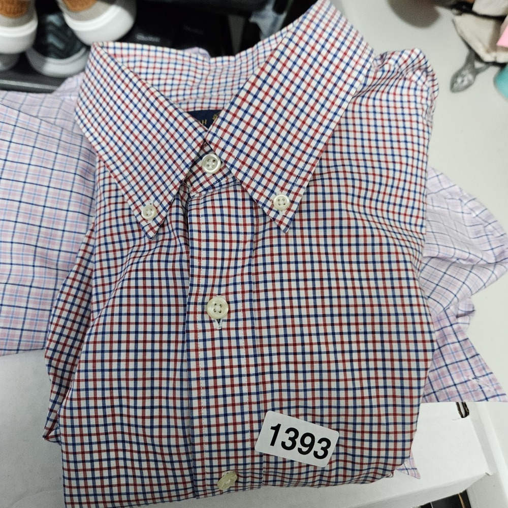 Men's Red White Blue Ralph Lauren Button Down Plaid Shirt Size Medium - Picture 10 of 10